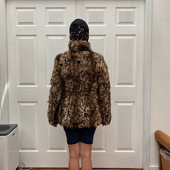 Jessica Wilde Faux Fur Leopard Coat - Brown & Black - Picture 10 of 11